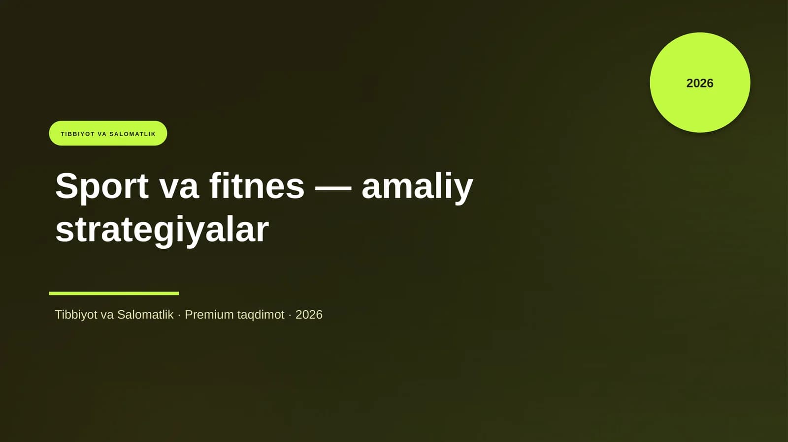 Sport va fitnes — amaliy strategiyalar