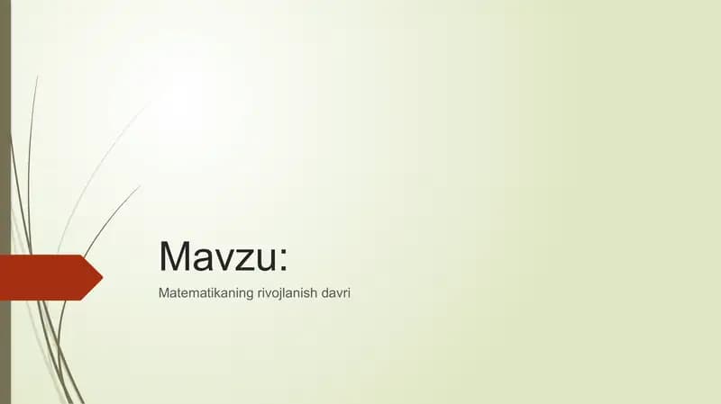 Matematikaning rivojlanish davri