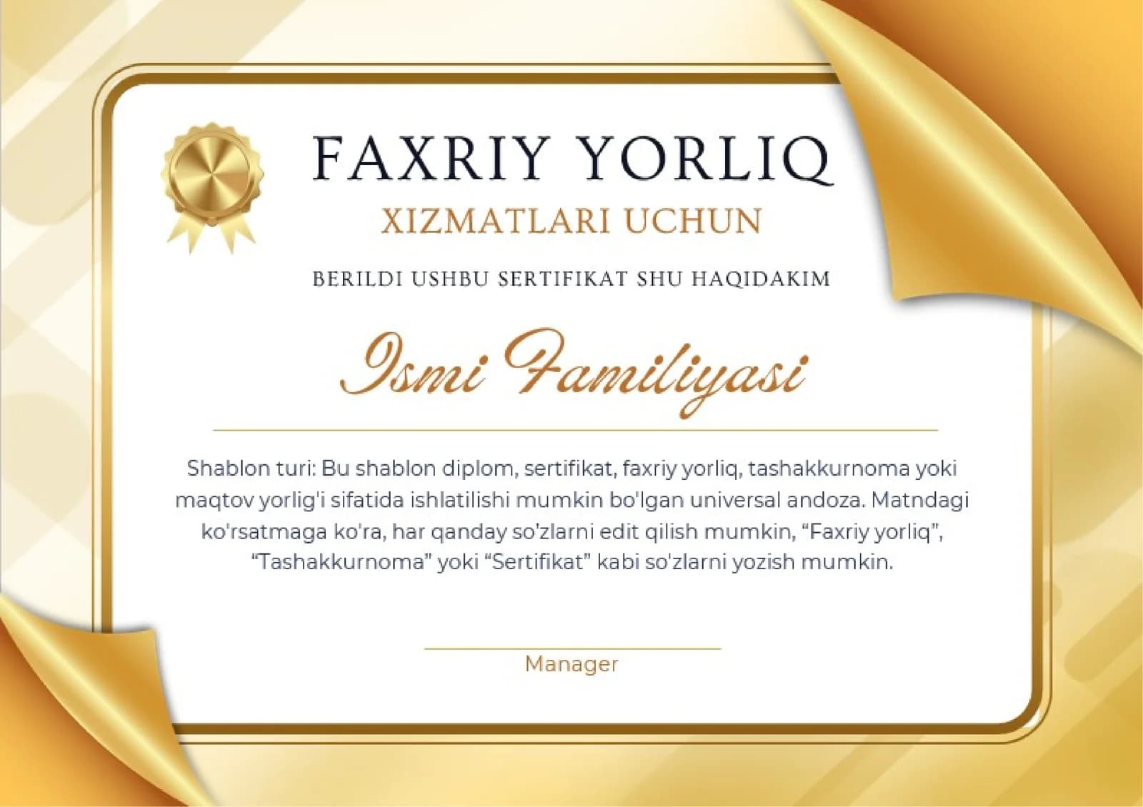 Faxriy yorliq