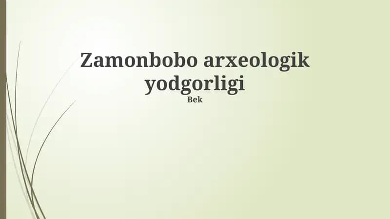Zamonbobo arxeologik yodgorligi