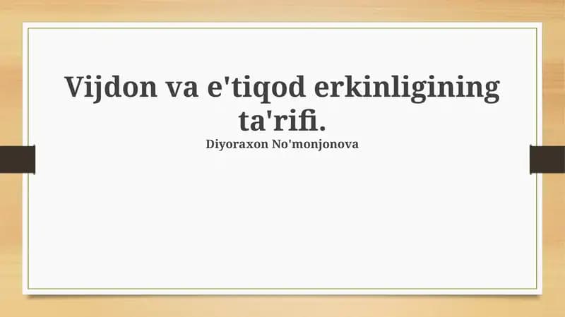Vijdon va e'tiqod erkinligining ta'rifi