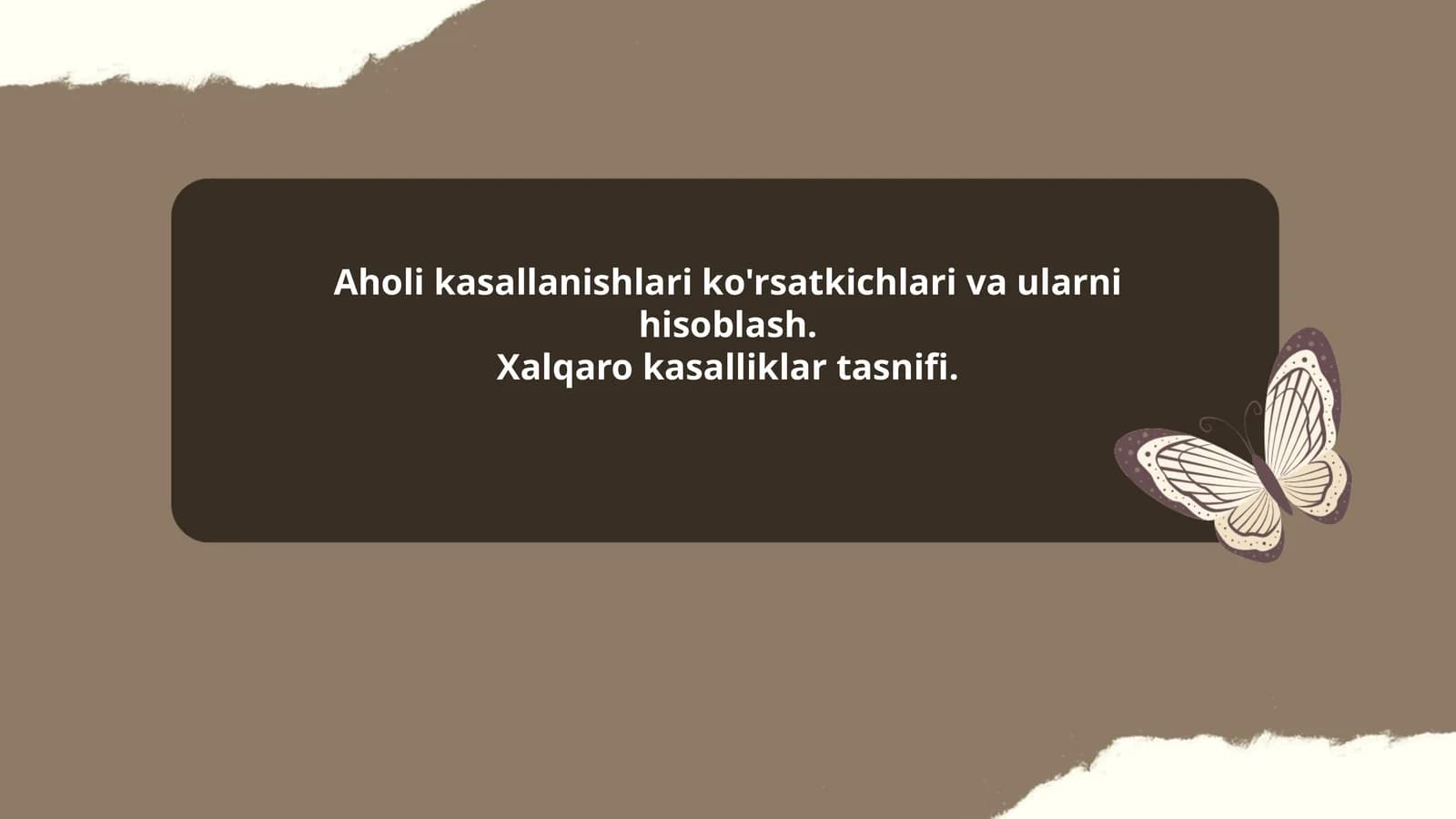 Aholi kasallanishlari ko'rsatkichlari va ularni hisoblash. Xalqaro kasalliklar tasnifi