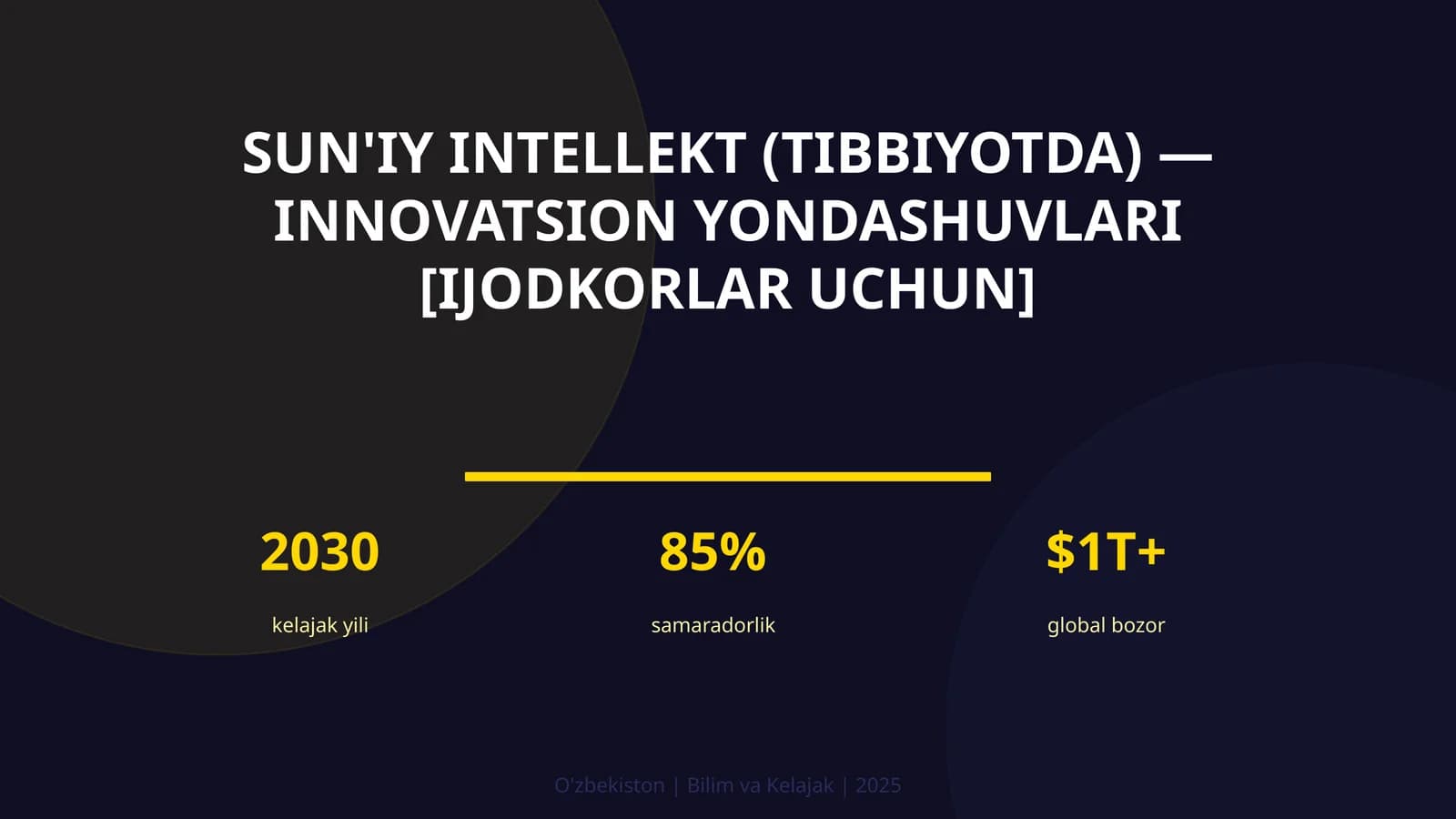 Sun'iy intellekt (tibbiyotda) — innovatsion yondashuvlari [ijodkorlar uchun]