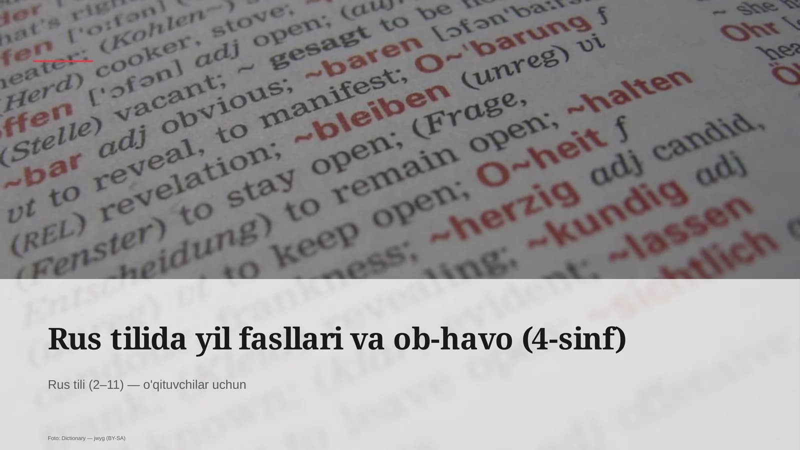 Rus tilida yil fasllari va ob-havo (4-sinf)