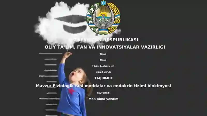 Fiziologik faol moddalar va endokrin tizimi biokimyosi