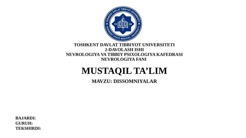 DISSOMNIYALAR