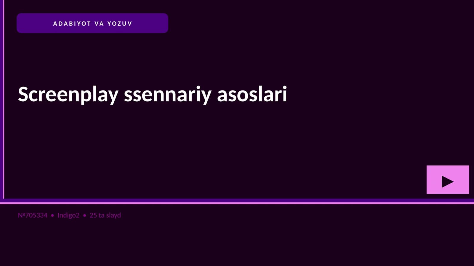 Screenplay ssennariy asoslari