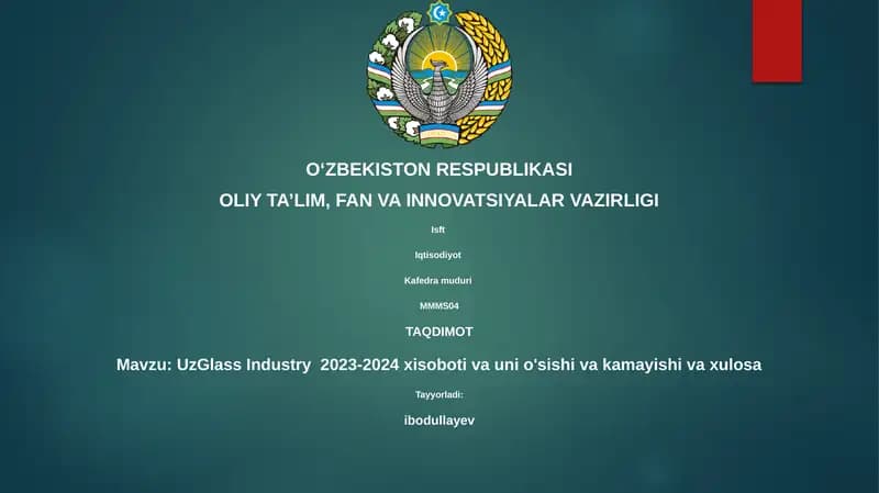 UzGlass Industry 2023-2024 xisoboti