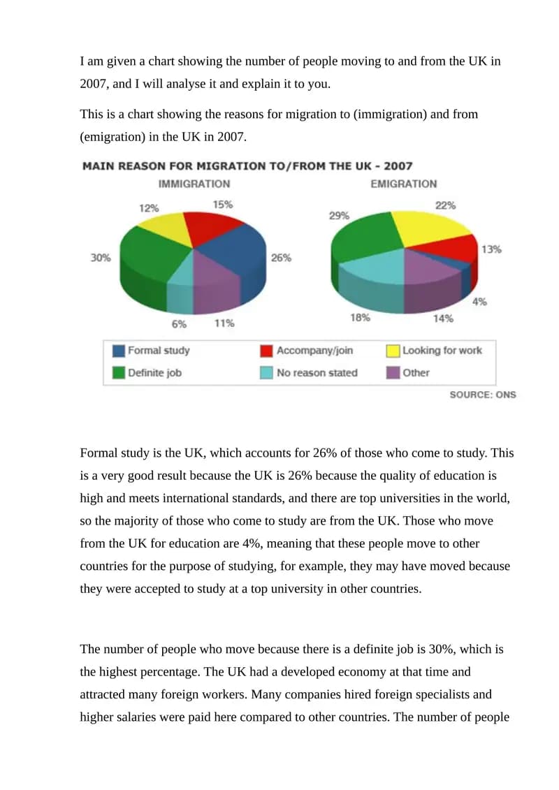 Reasons for Migration to and from the UK in 2007