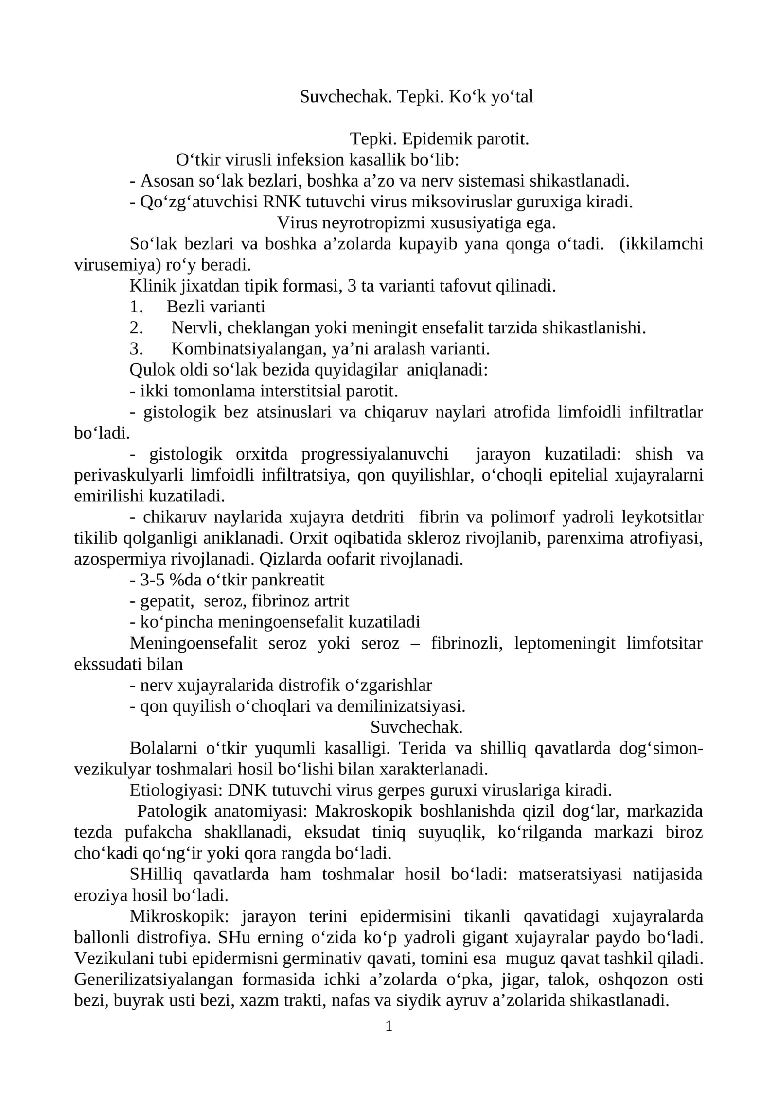 Tepki. Epidemik parotit