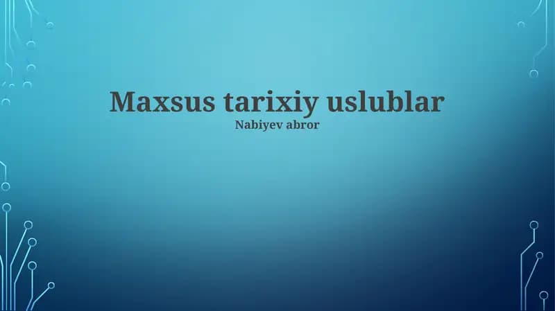 Maxsus tarixiy uslublar