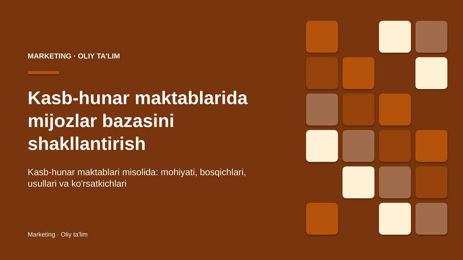 Kasb-hunar maktablarida mijozlar bazasini shakllantirish