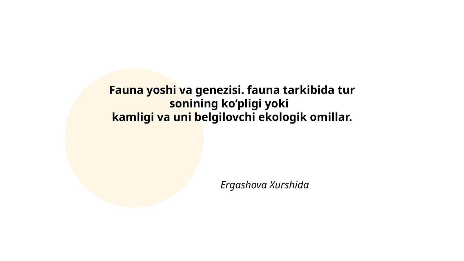 Fauna yoshi va genezisi