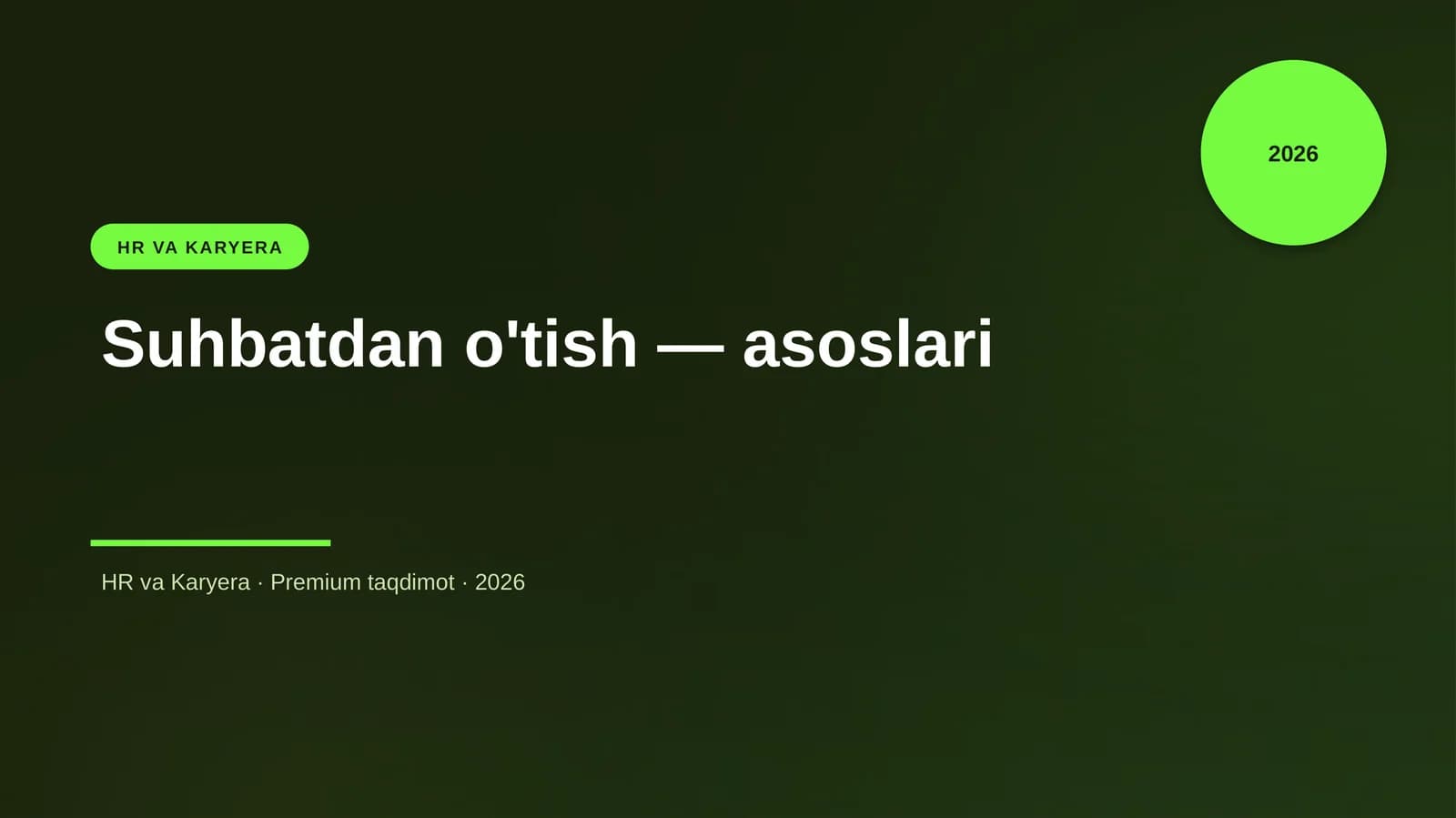 Suhbatdan o'tish — asoslari