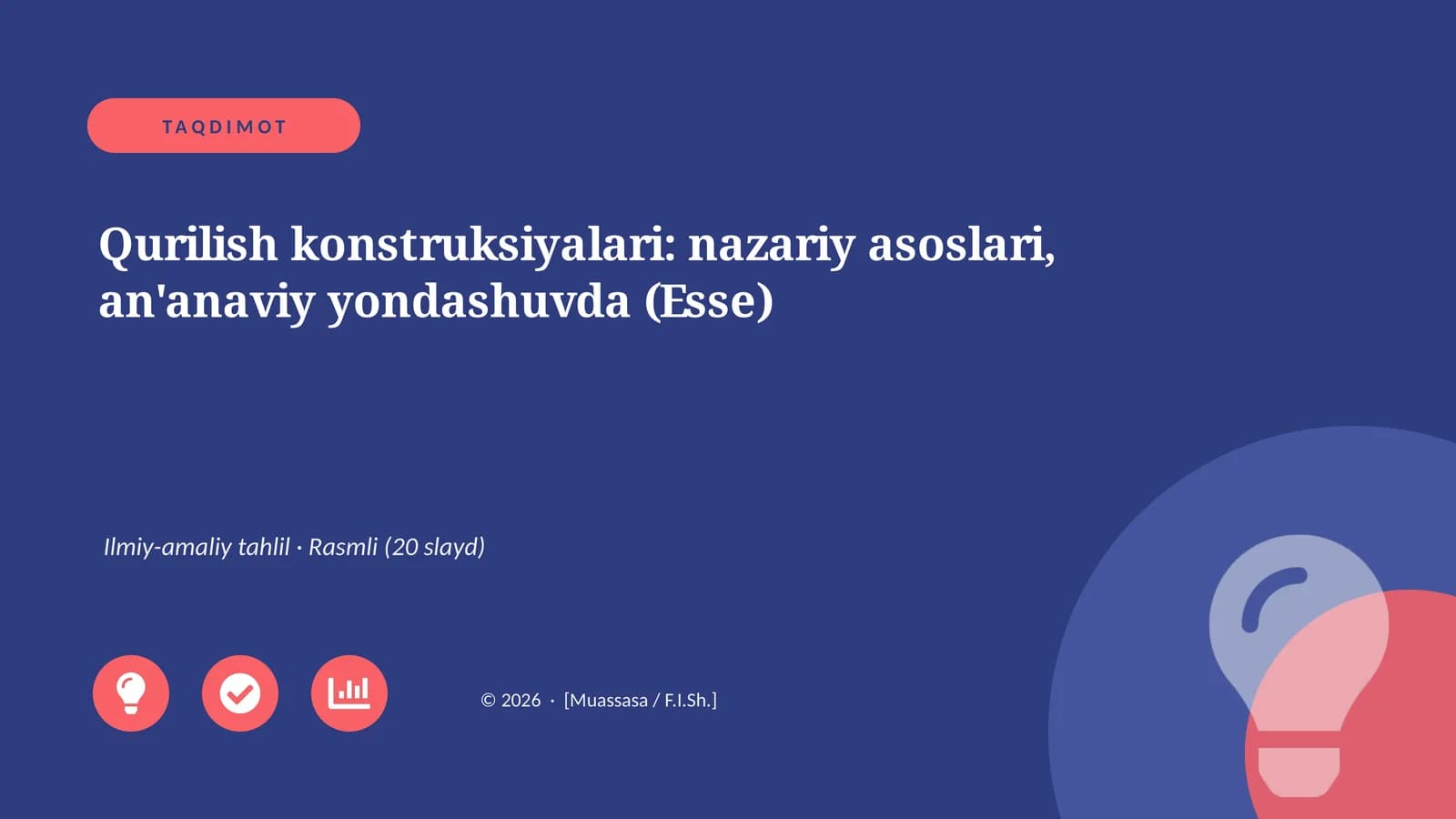 Qurilish konstruksiyalari: nazariy asoslari, an'anaviy yondashuvda (Esse)