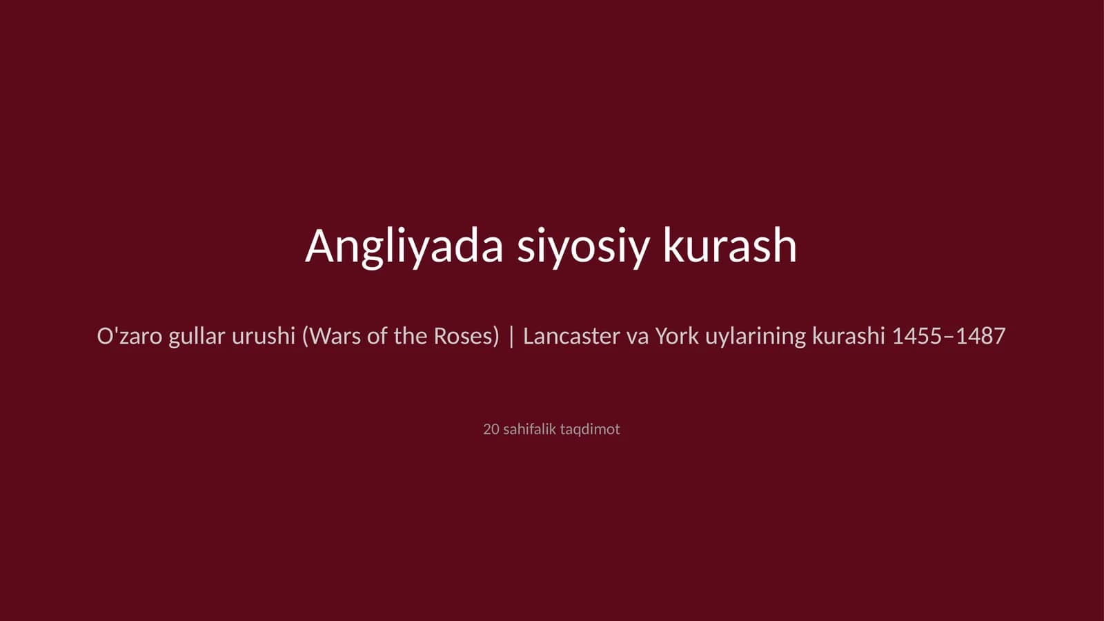 Angliyada siyosiy kurash