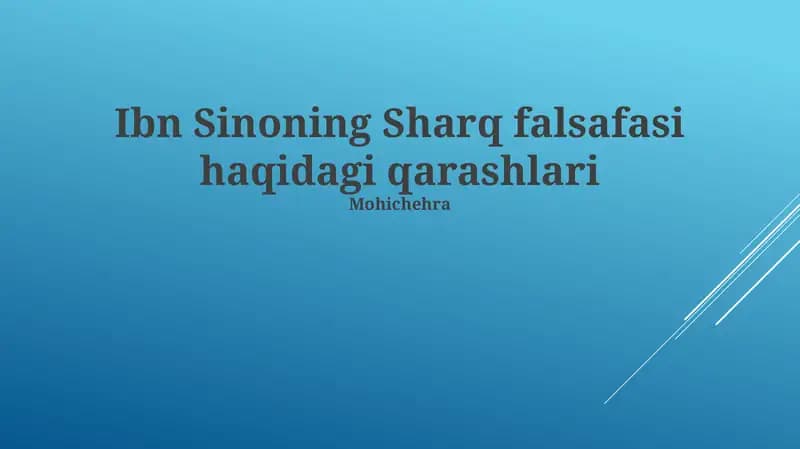 Ibn Sinoning Sharq falsafasi haqidagi qarashlari