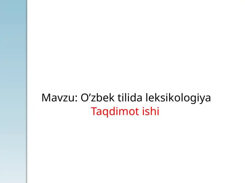 O’zbektilida leksikologiya
