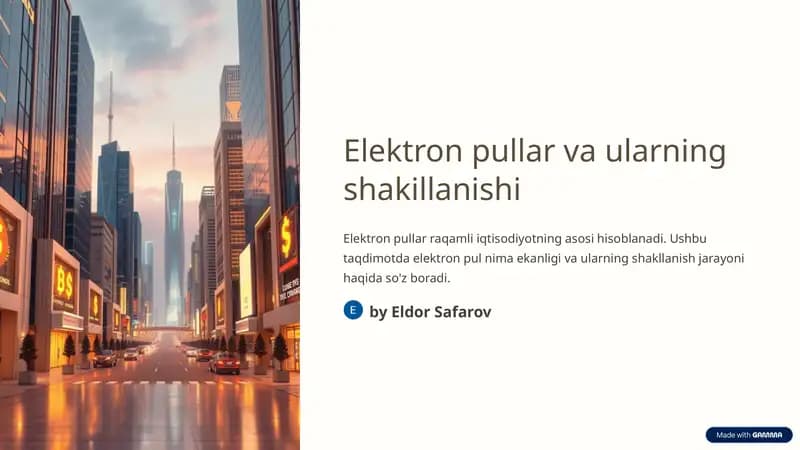 Elektron pullar va ularning shakillanishi