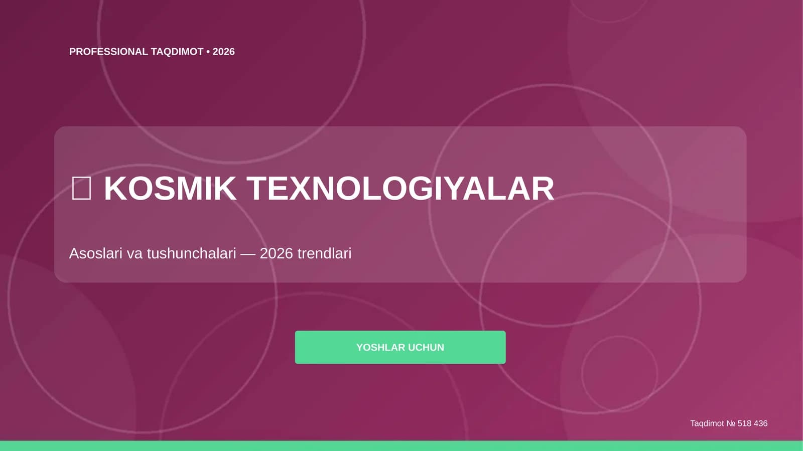Kosmik texnologiyalar: asoslari va tushunchalari (2026 trendlari) [yoshlar uchun]