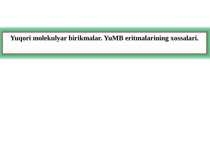 Yuqorimolekulyar birikmalar