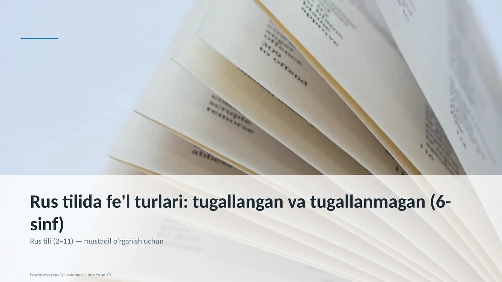Rus tilida fe'l turlari: tugallangan va tugallanmagan (6-sinf)