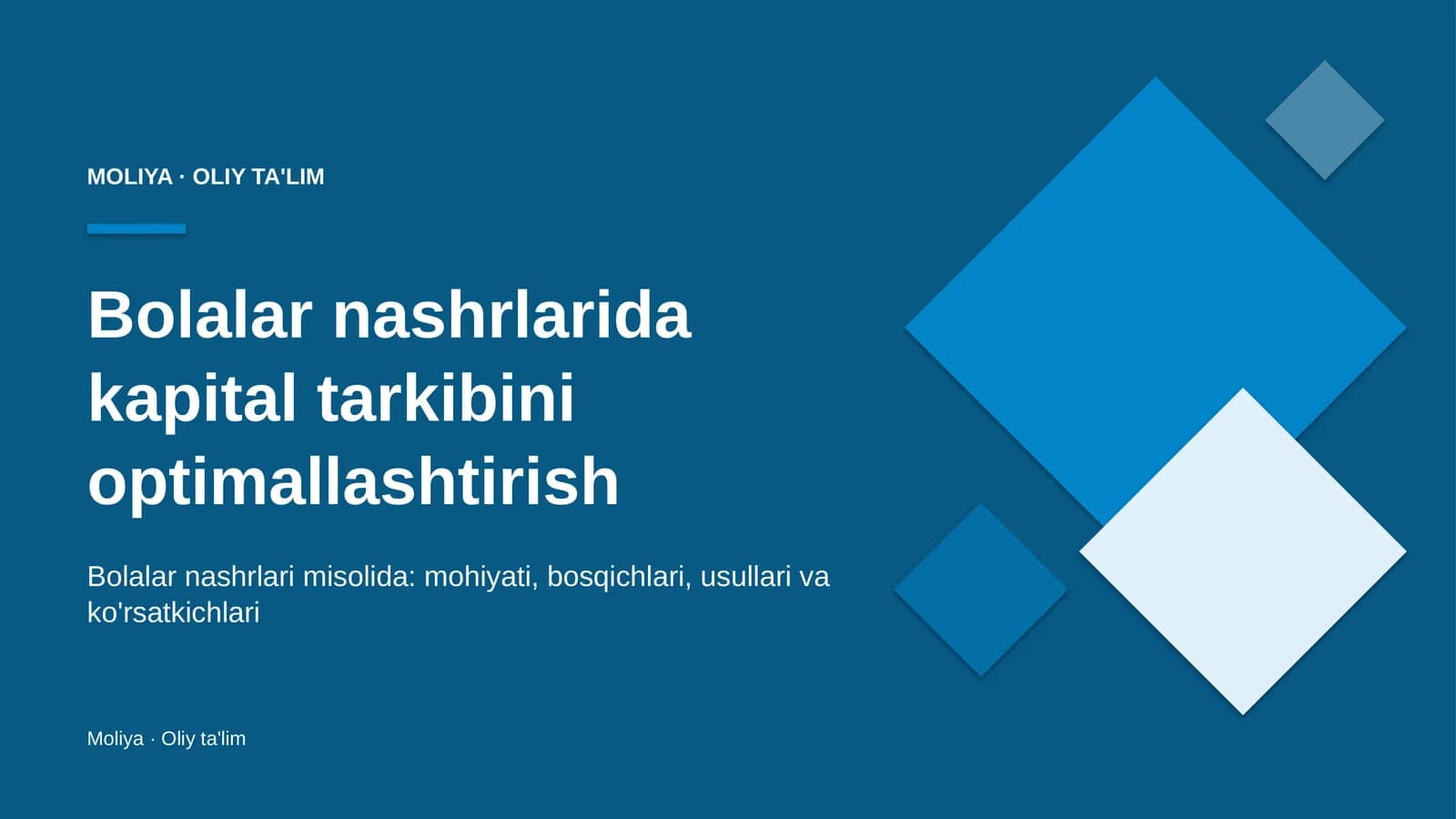 Bolalar nashrlarida kapital tarkibini optimallashtirish