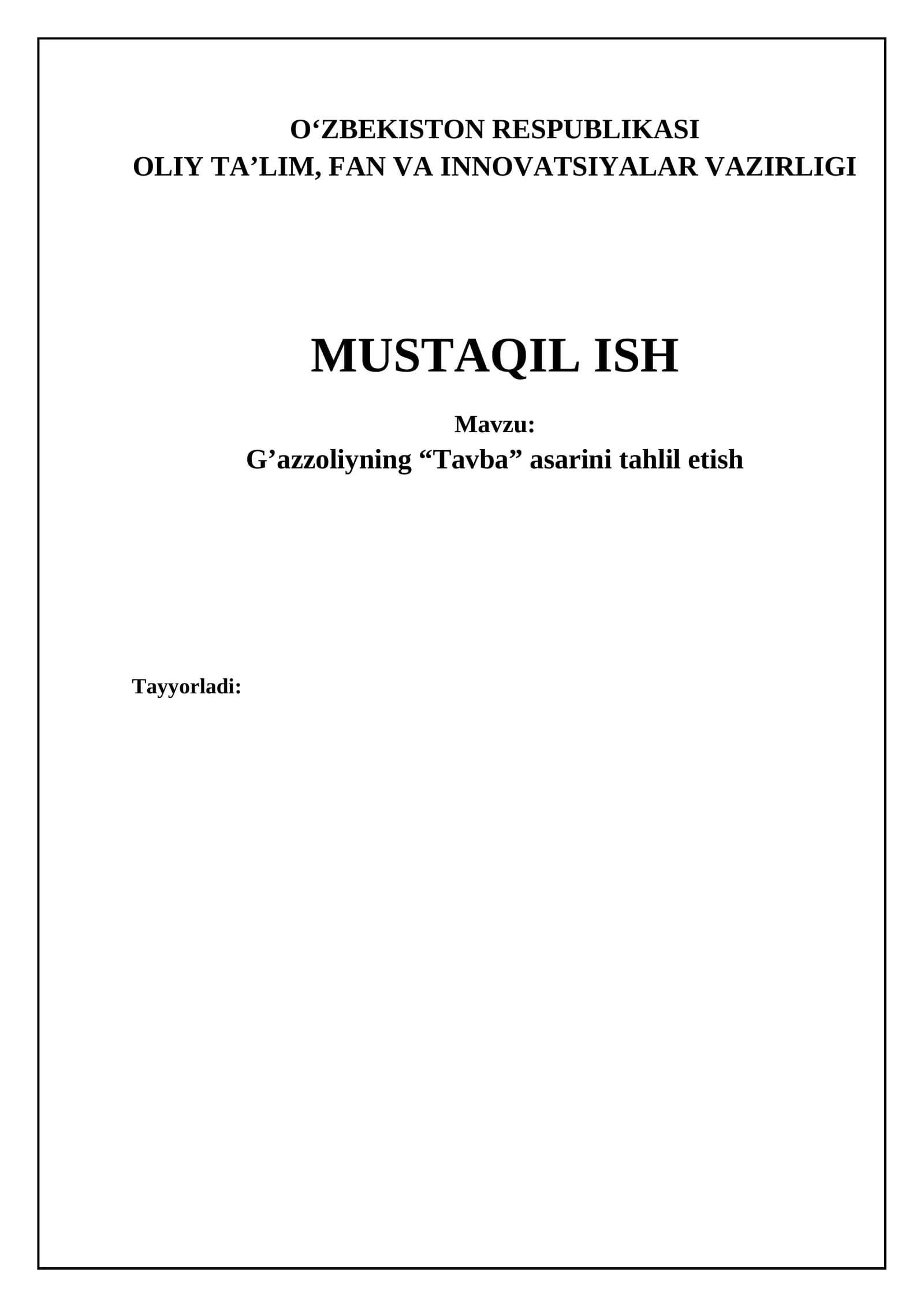Tavba Islom ta'limida muhim o‘rin tutadi