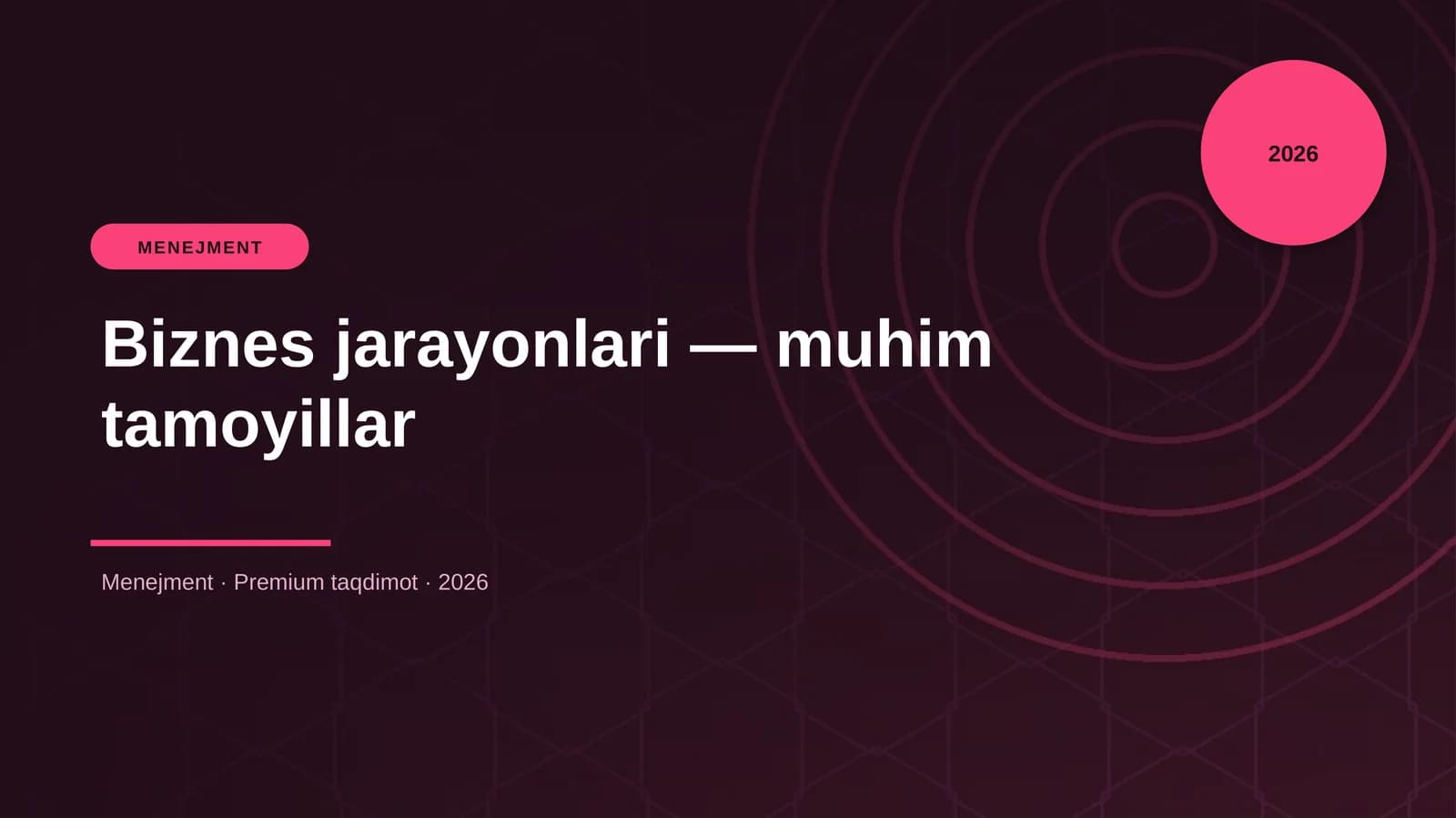 Biznes jarayonlari — muhim tamoyillar