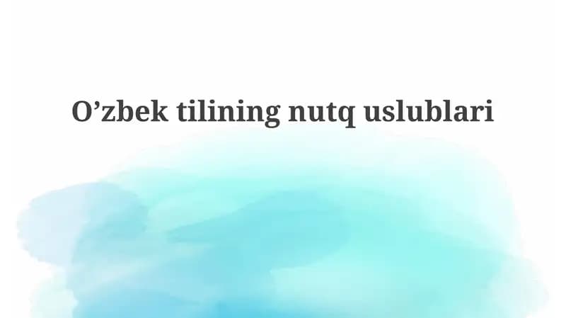 O'zbek Tilining Nutq Usulblari