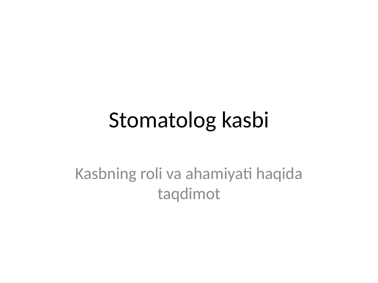 Stomatolog kasbi