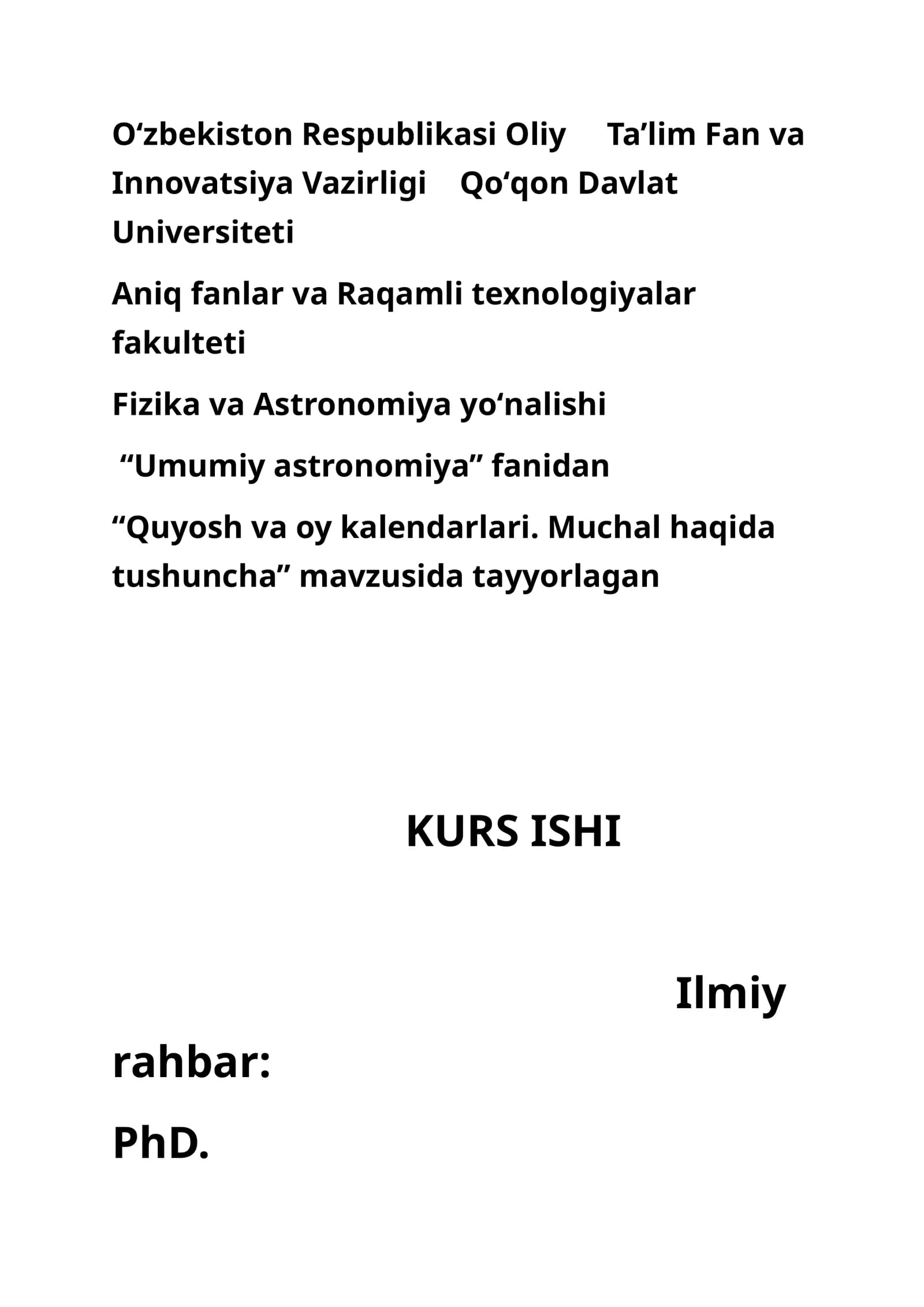 Umumiy astronomiya - Quyosh va oy kalendarlari. Muchal haqida tushuncha