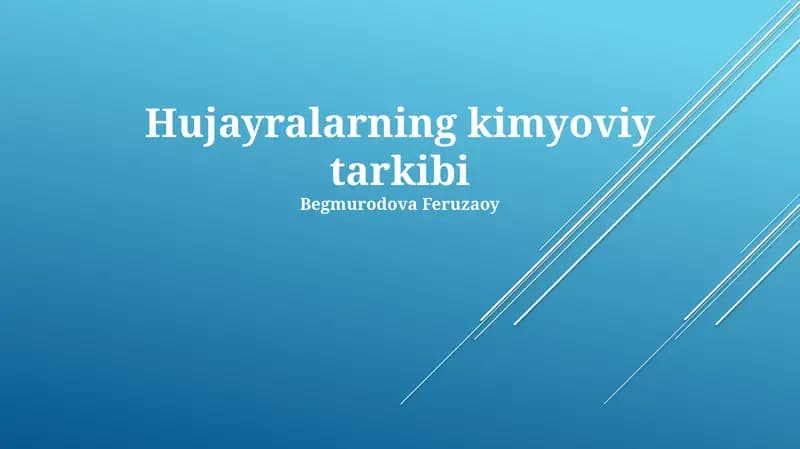 Hujayralarning kimyoviy tarkibi