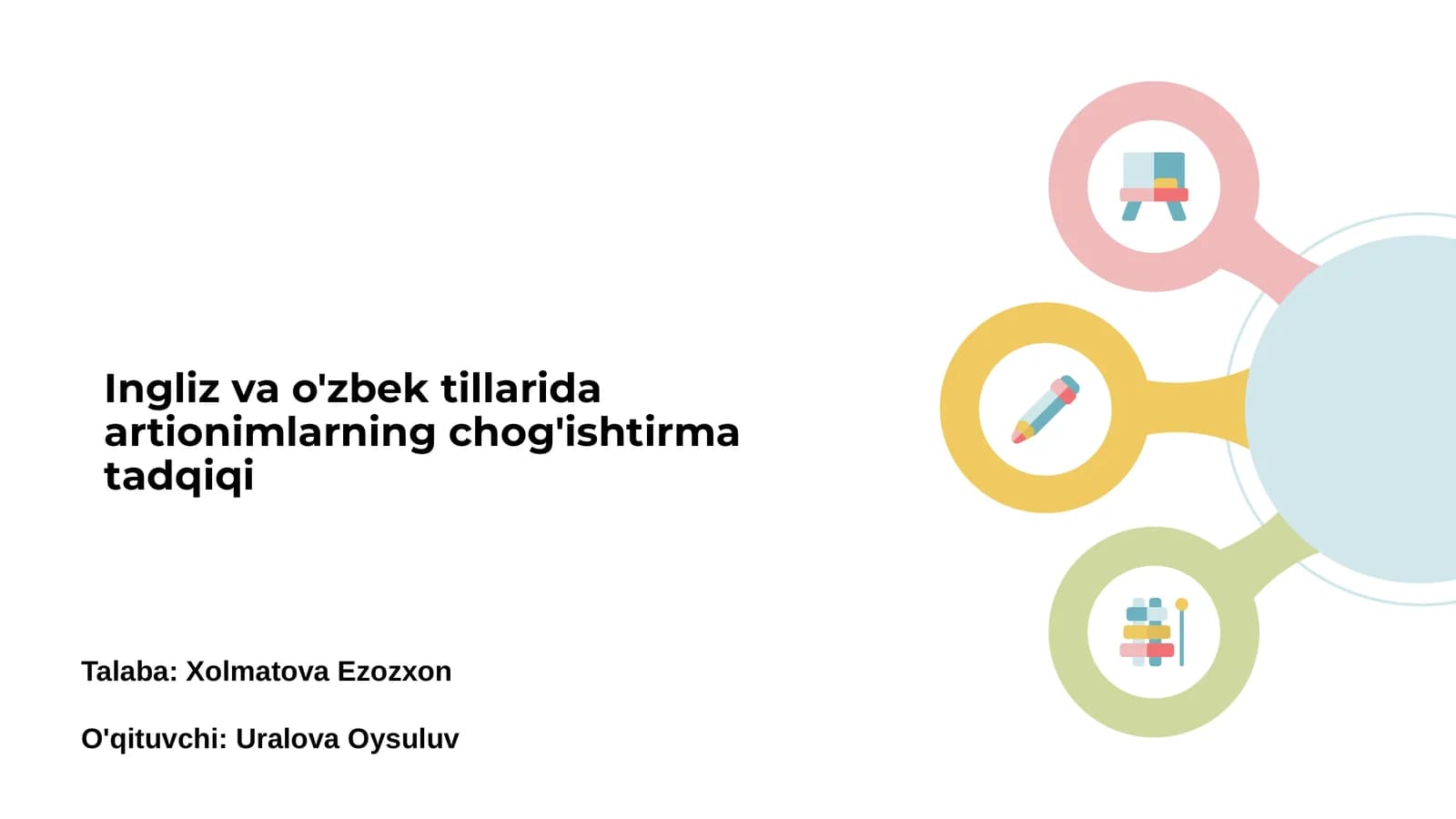 Ingliz va o'zbek tillarida artionimlarning chog'ishtirma tadqiqi