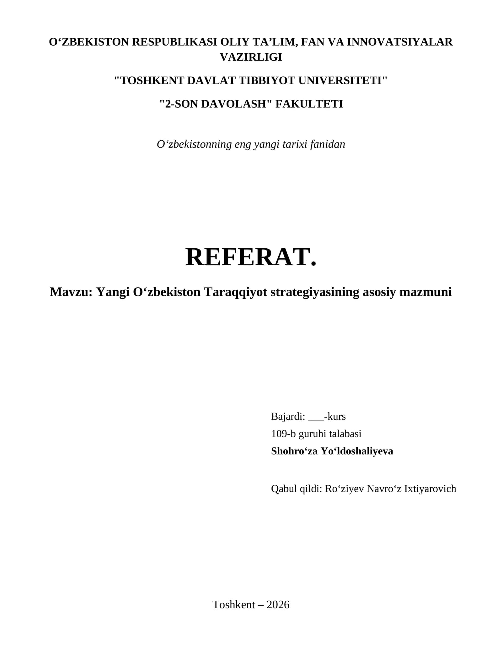 Yangi Oʻzbekiston Taraqqiyot strategiyasining asosiy mazmuni