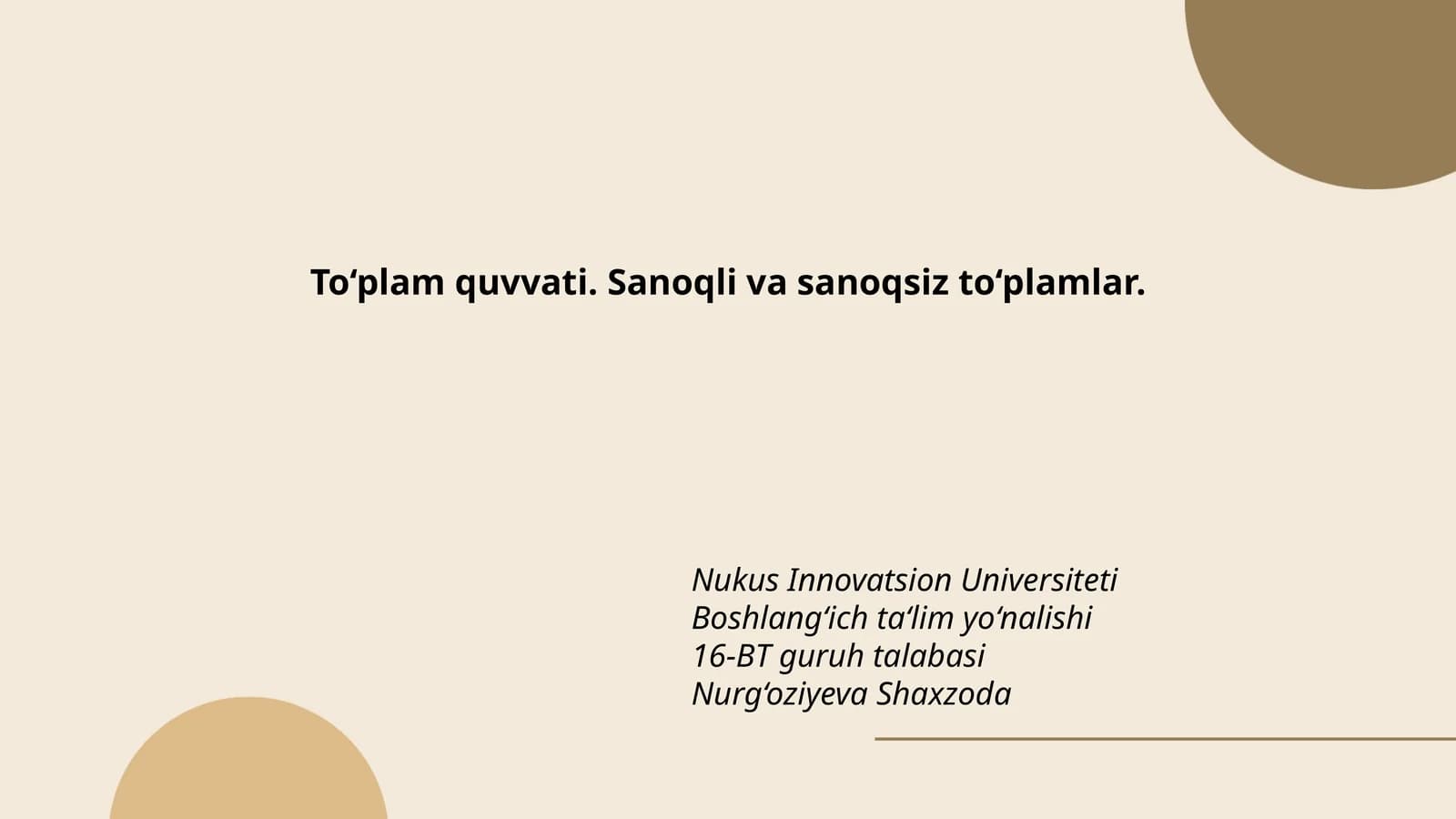 To‘plam quvvati. Sanoqli va sanoqsiz to‘plamlar