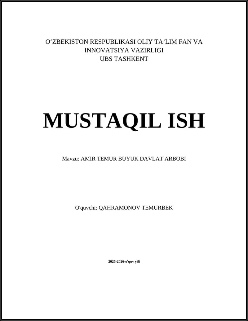 Amir Temur Buyuk Davlat Arbob