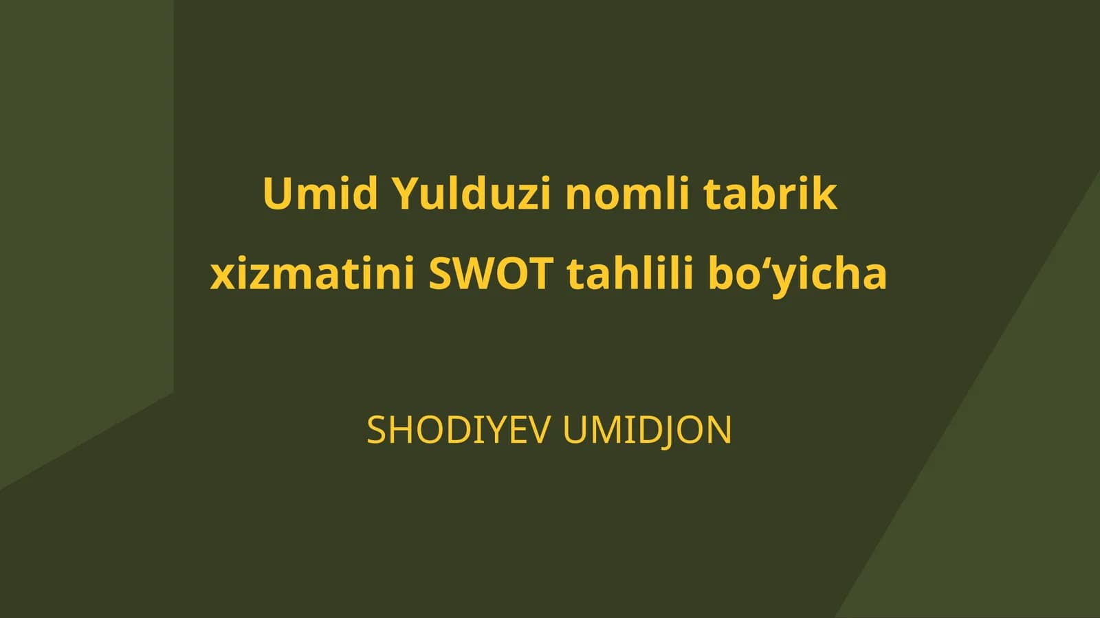 Umid Yulduzi nomli tabrik xizmati