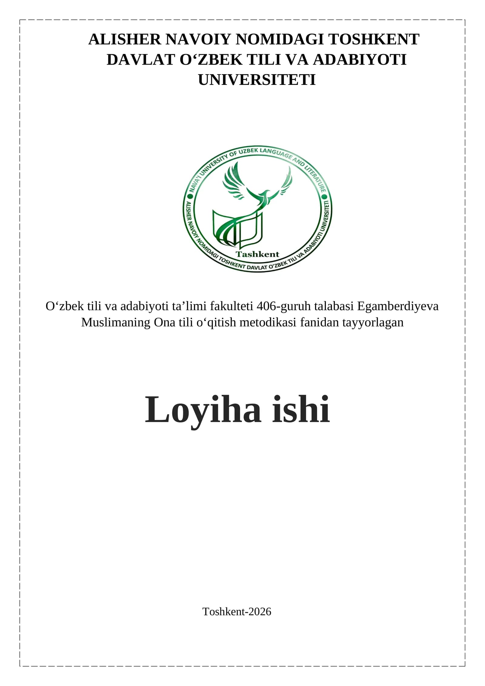 Muslimaning Ona tili o'qitish metodikasi