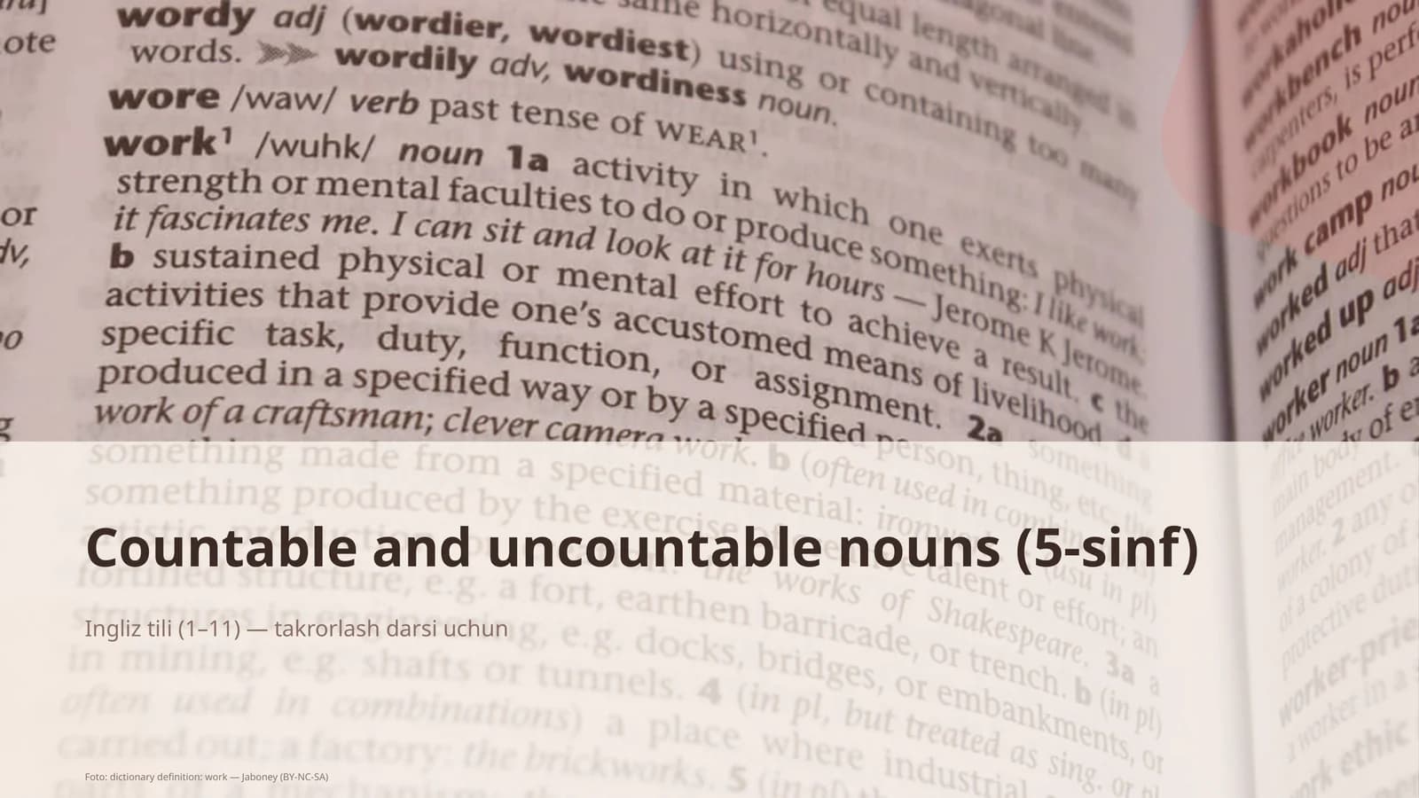 Countable and uncountable nouns (5-sinf)