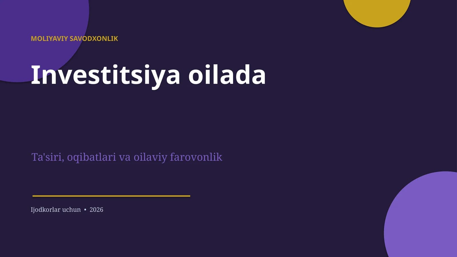 MOLIYAVIY SAVODXONLIK