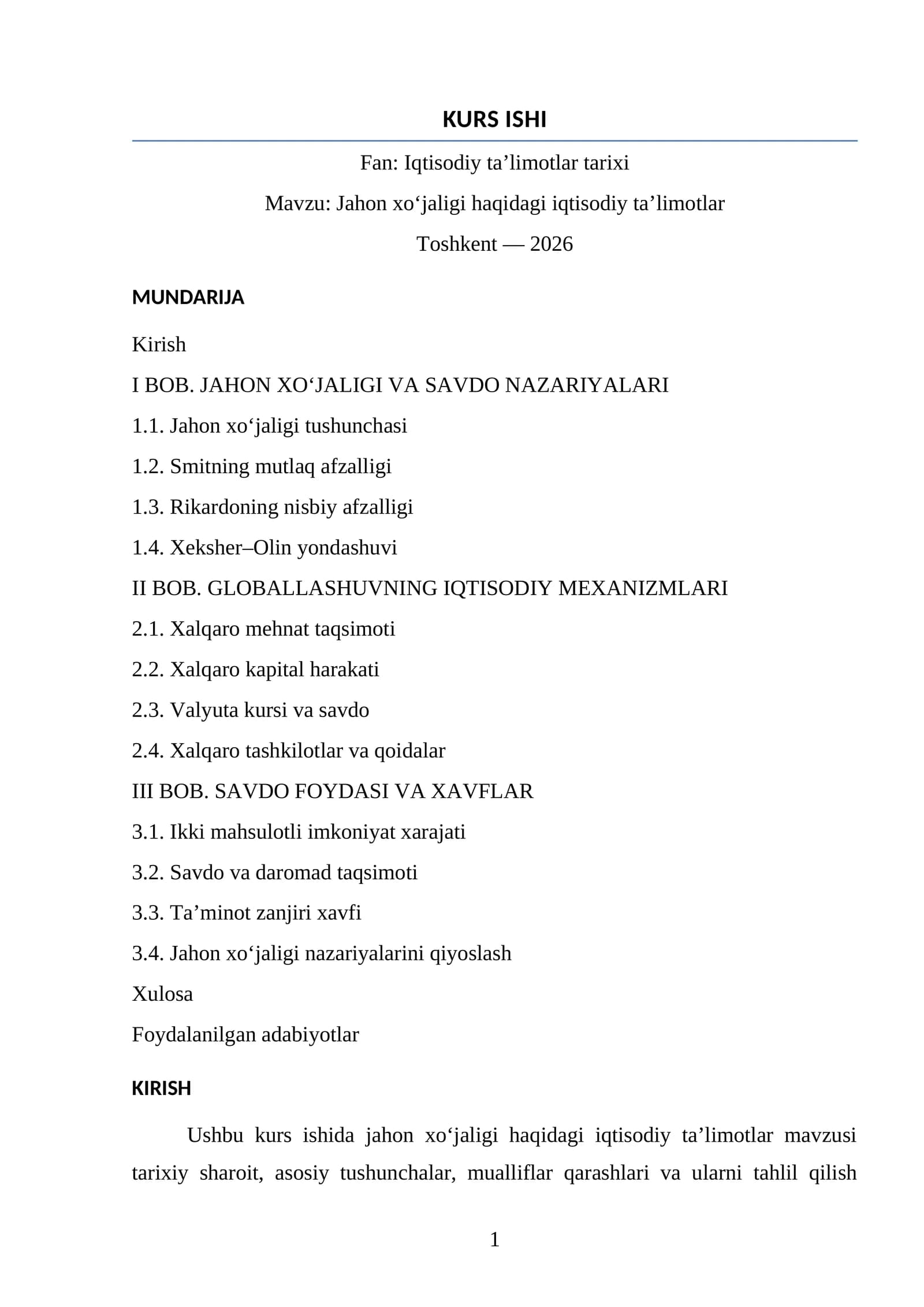 Iqtisodiy ta’limotlar tarixi