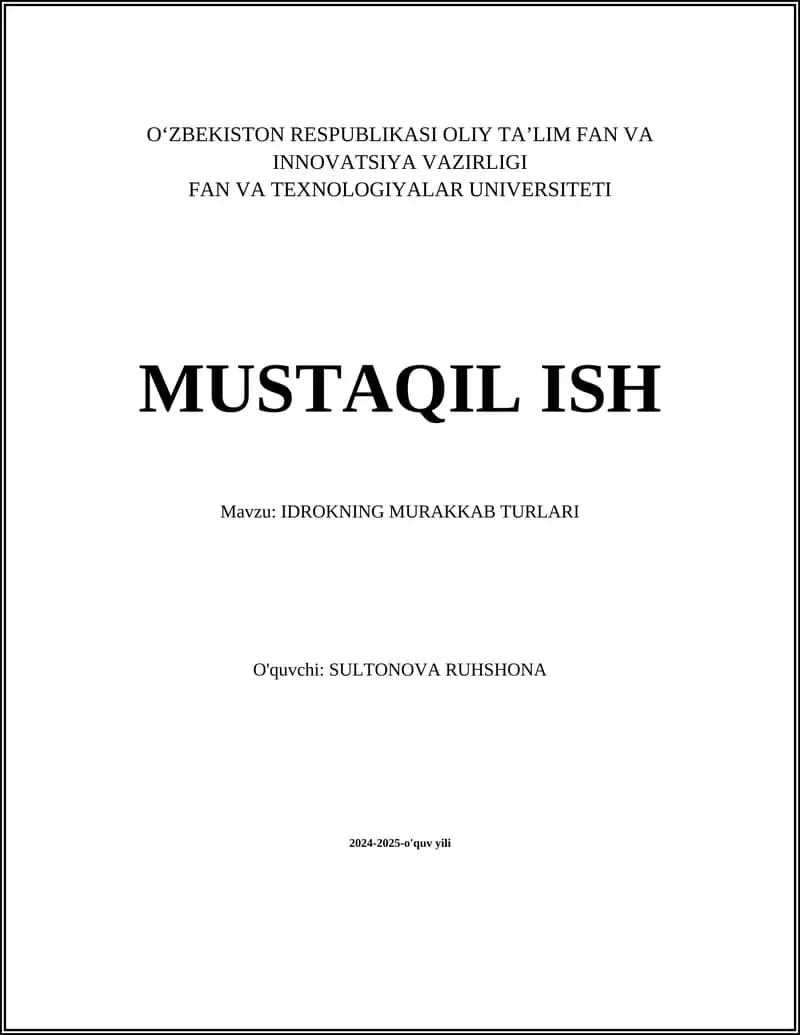 IDROKNING MURAKKAB TURLARI