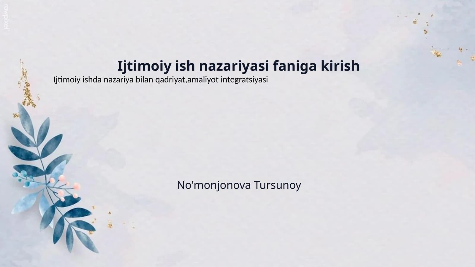 Ijtimoiy ish nazariyasi faniga kirish