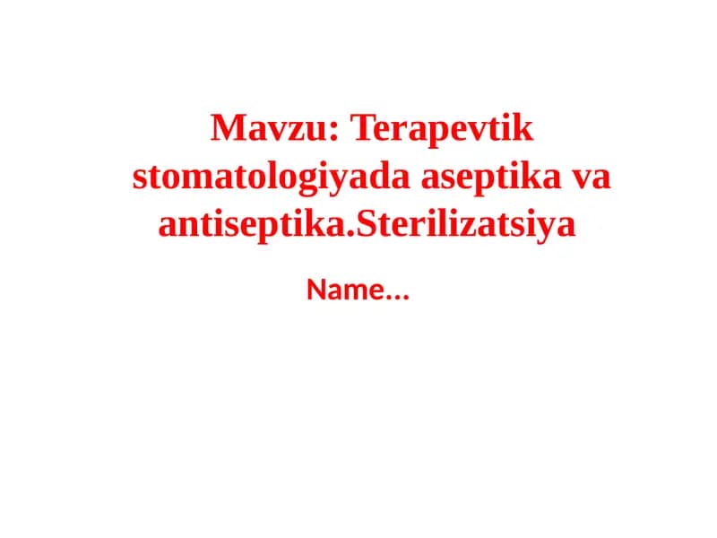 Аsеptikа va antiseptika
