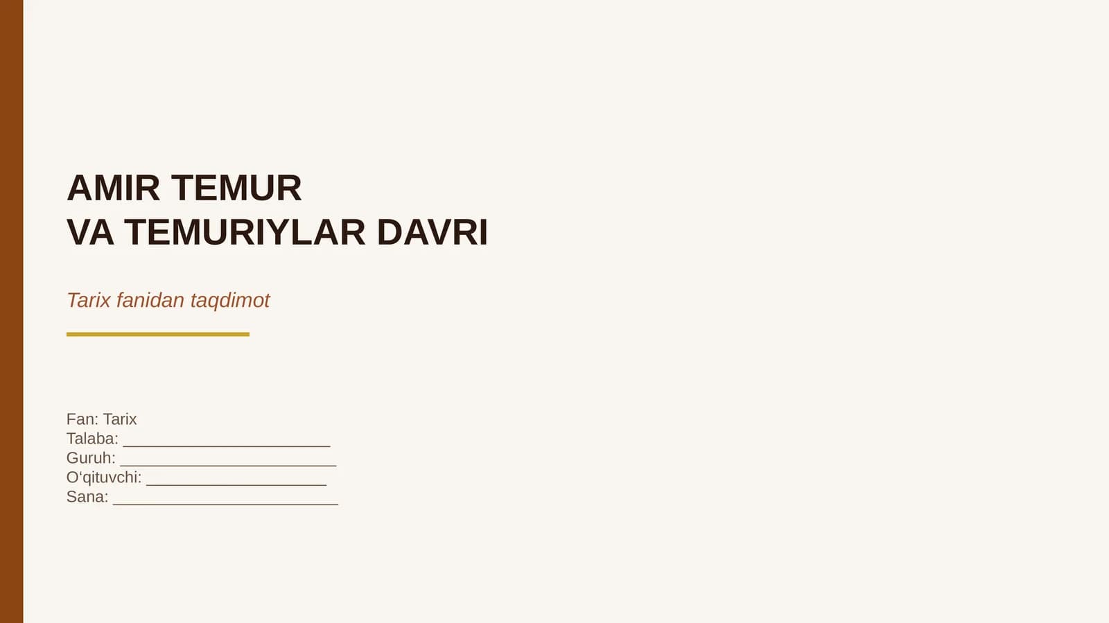 AMIR TEMUR VA TEMURIYLAR DAVRI