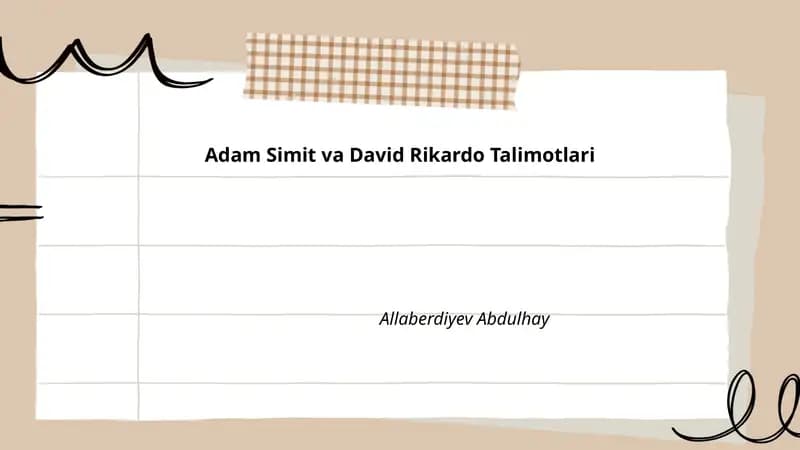 Adam Simit va David Rikardo Talimotlari