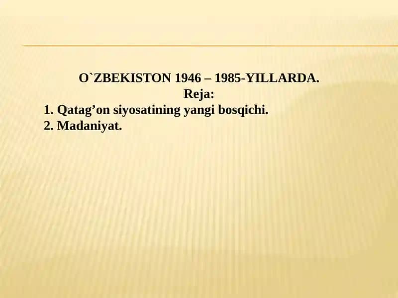 Qatag’onsiyosatining yangi bosqichi