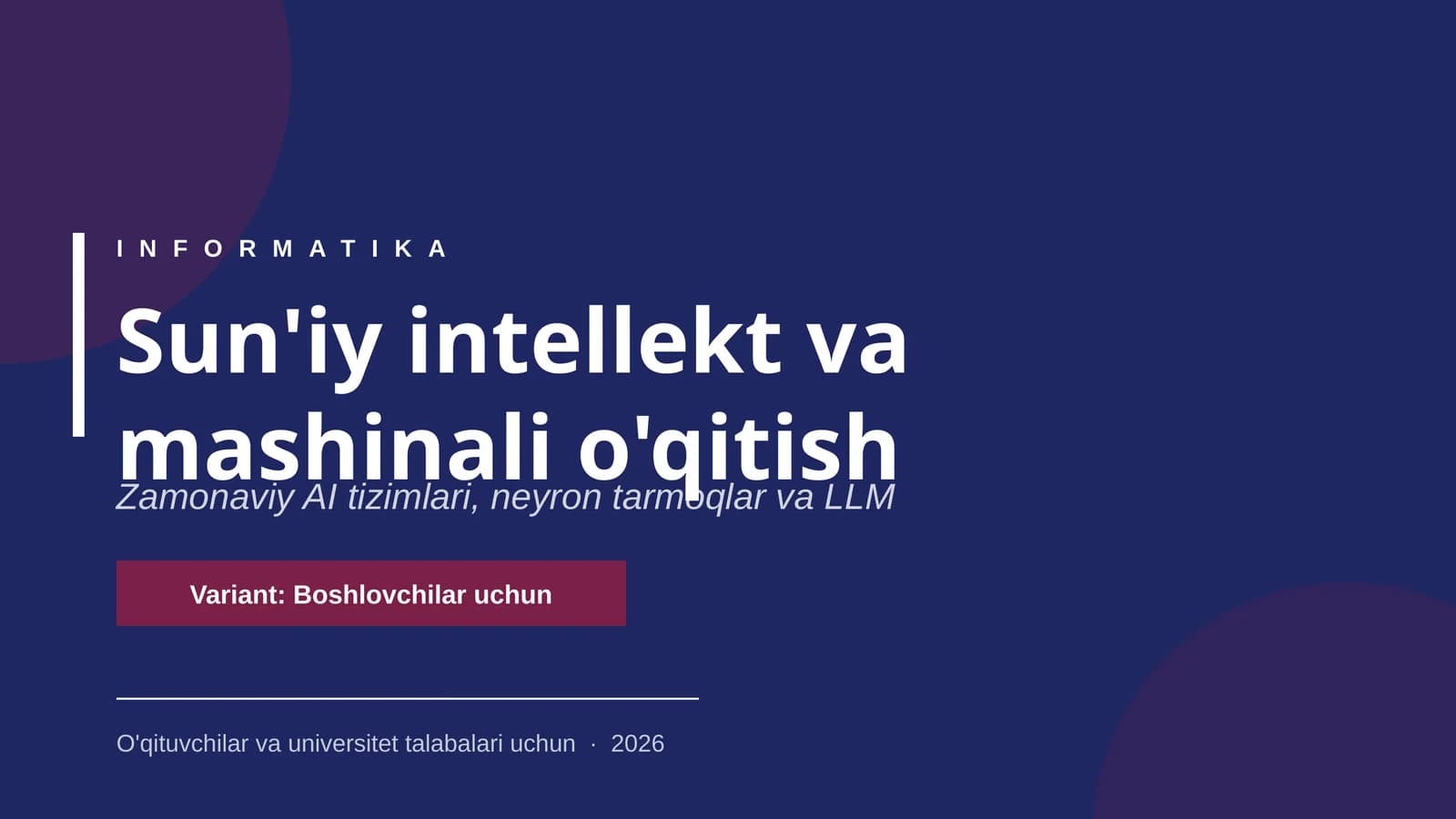 Sun'iy intellekt va mashinali o'qitish