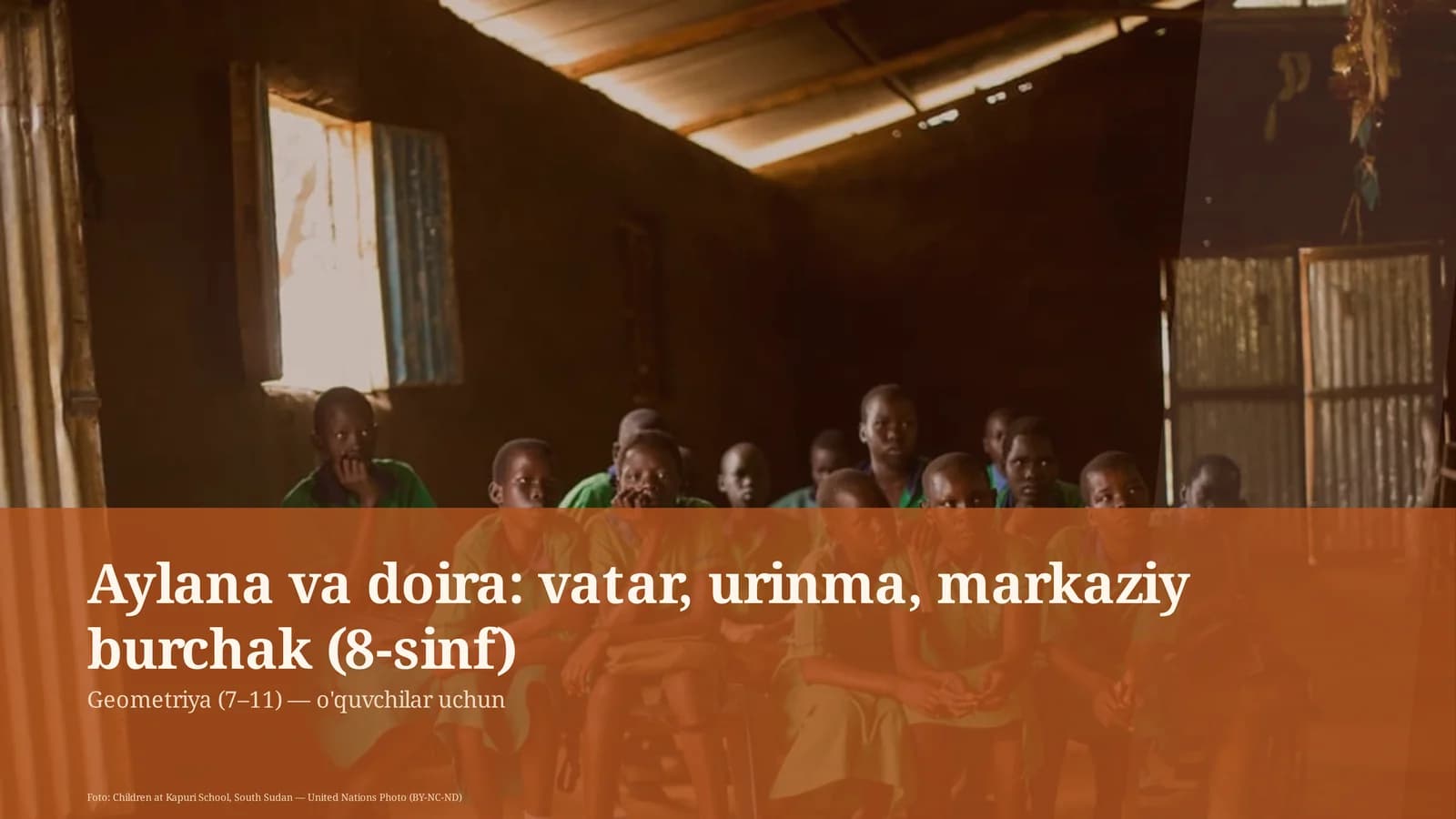 Aylana va doira: vatar, urinma, markaziy burchak (8-sinf)